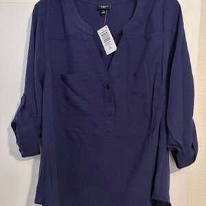Torrid “Peacoat” Blue Harper Pullover Tunic Blouse